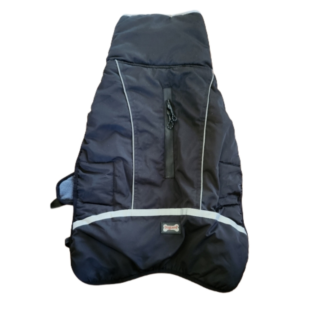 Black Large‎ Dog Coat with Reflective Trim
